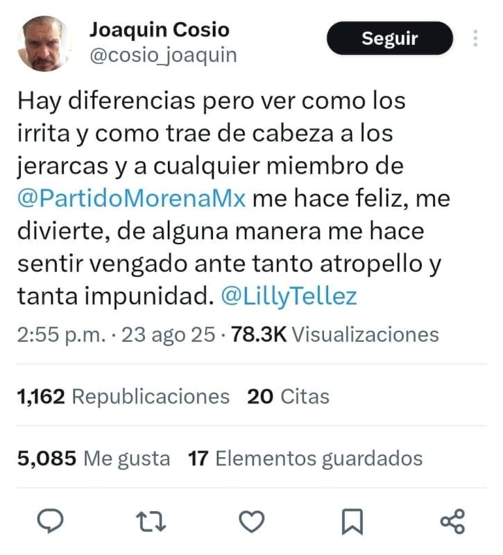 Joaquín Cosío wspiera Lilly Téllez